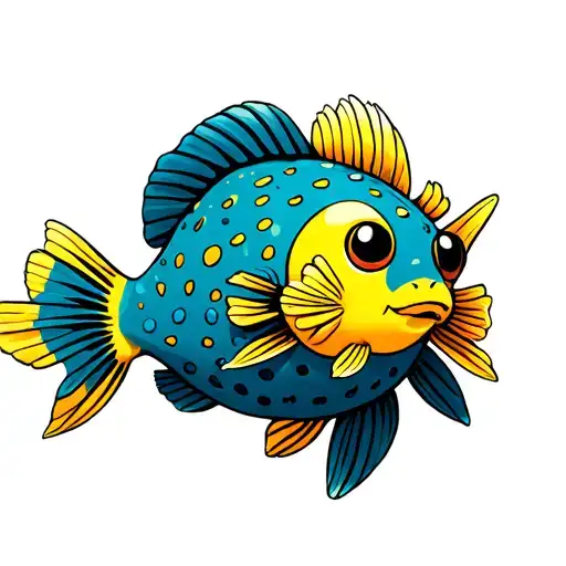 Yellow Cartoon Pufferfish