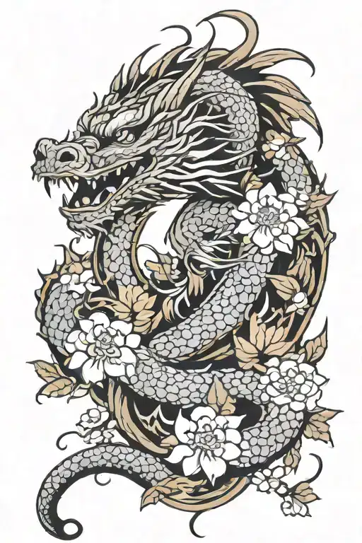 Dragon And Flowers