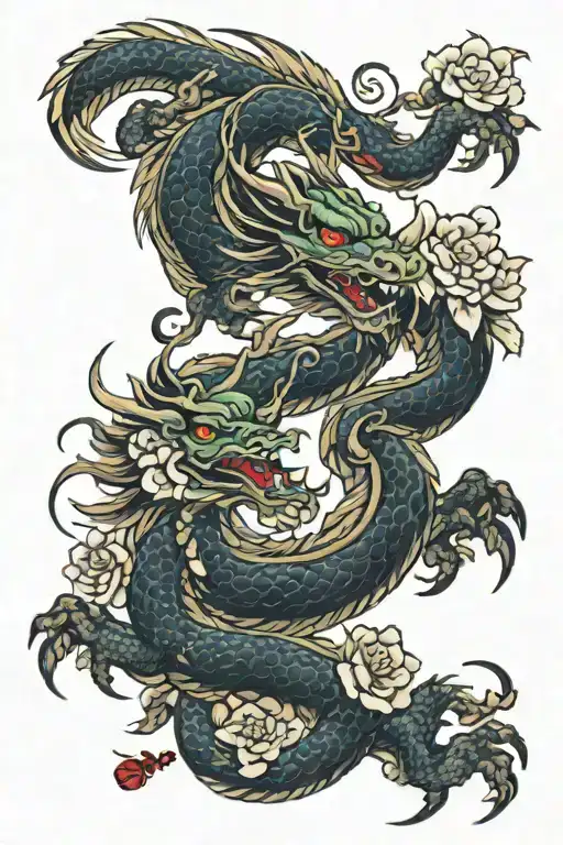 Dragon And Flowers