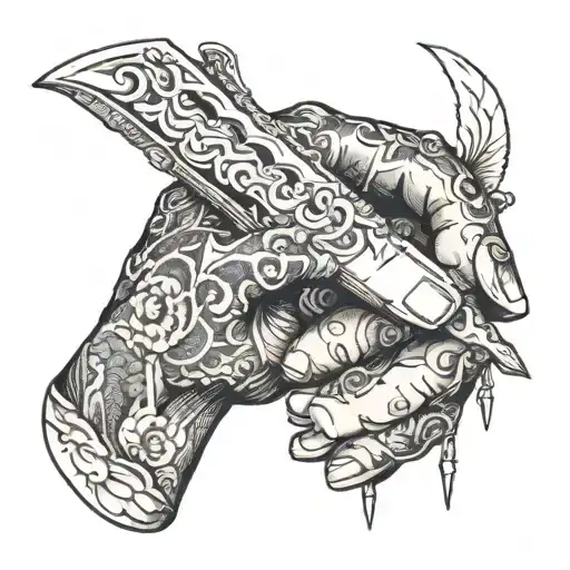 Dagger Stabbing Through Hand Holding