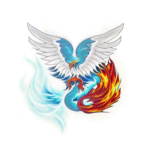 Colored Phoenix With Fire
