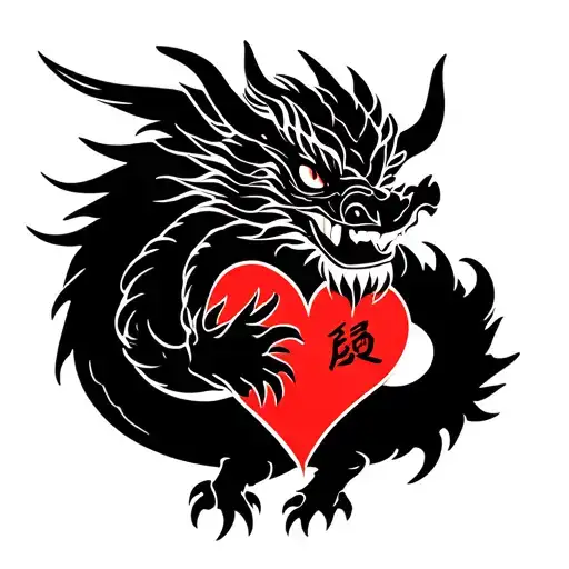 Create A Dragon With Side Wings Holding A Heart