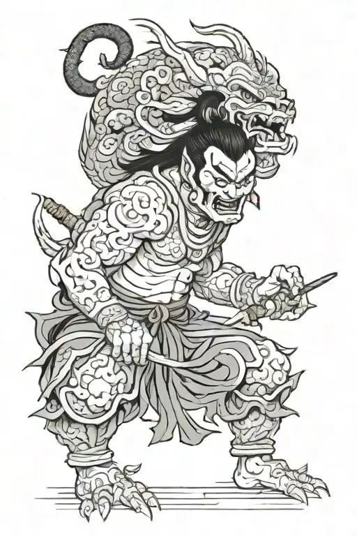 Oni And Angkorian Warrior
