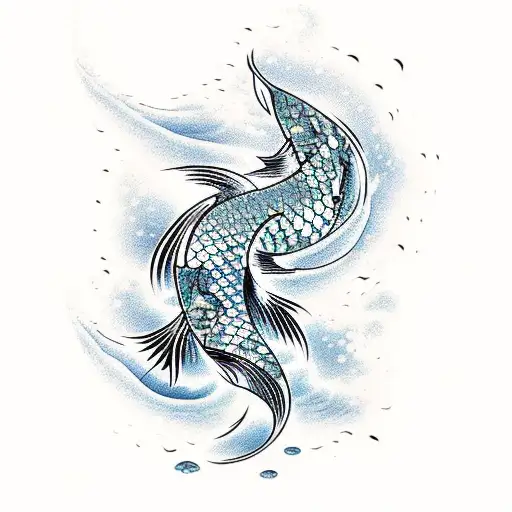 Abstract Koi Fish With Waves