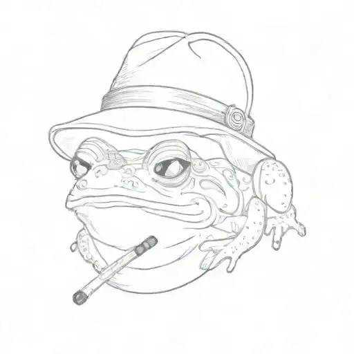 A Frog Wearing A Hat And Smoking A Cigarette