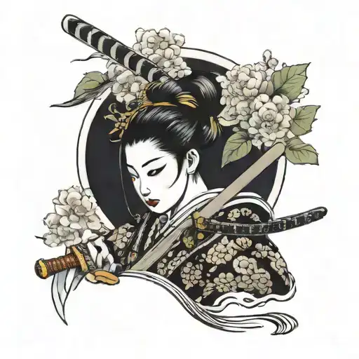Geisha Holding A Katana