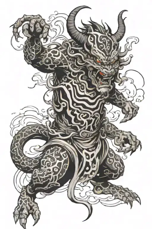 Black And White Samuri Demon Without A Lot Of Detail