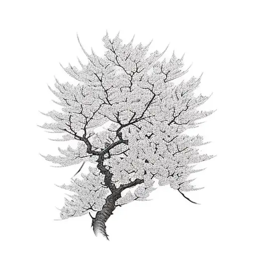 Full Arm Coverage Sakura Tree With Red Flowers