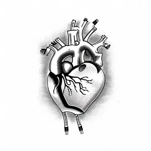 Detailed Anatomical Heart With Chinese Calligraphy