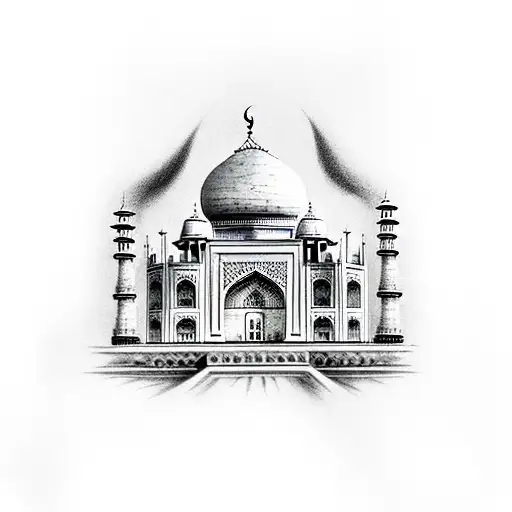 Open Book In Hand With Taj Mahal Between Them