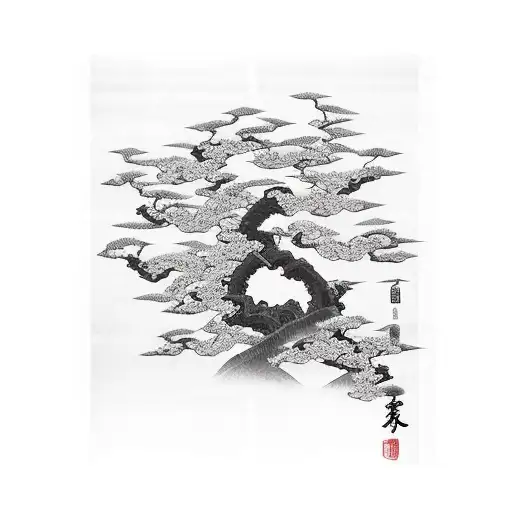 Samurai Next To Peach Tree