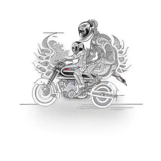 Dad And Son On Motorbikes