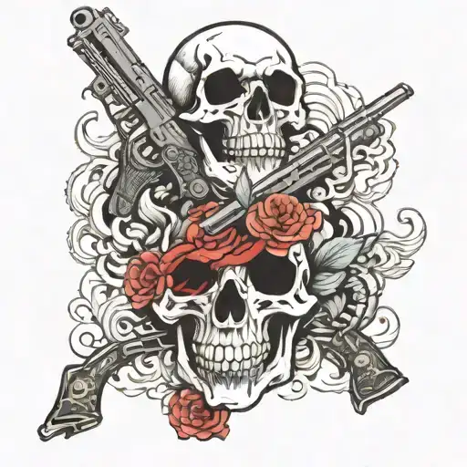 Skull Holding A Gun