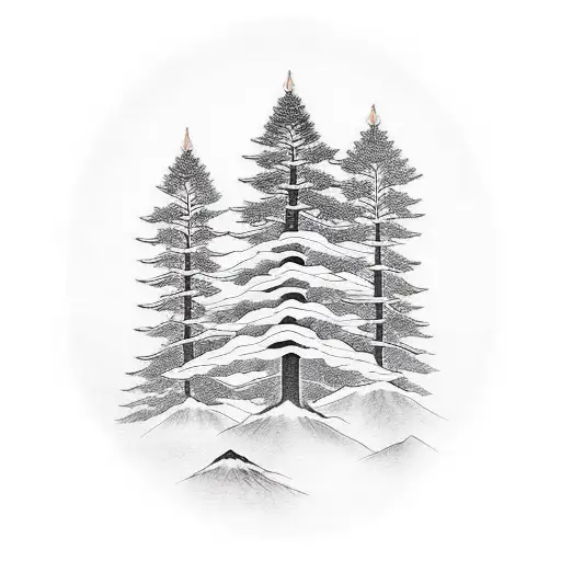 One Tall Pine Tree And One Short Pine Tree