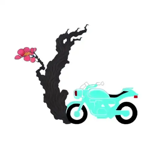 A Motorcycle And A Cherry Blossem Tree