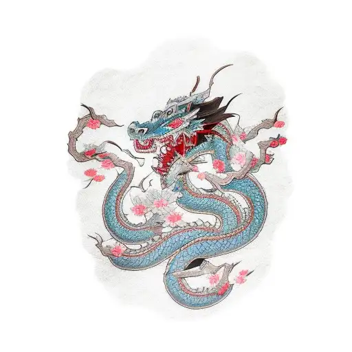Geisha Cherry Blossom Dragon