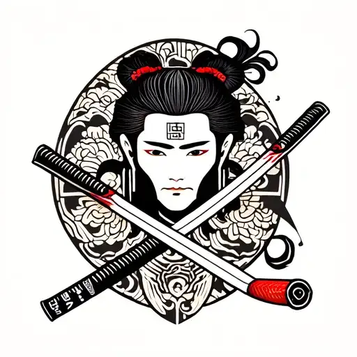 Hieroglyph Love In Japanese Pierces Him Katana