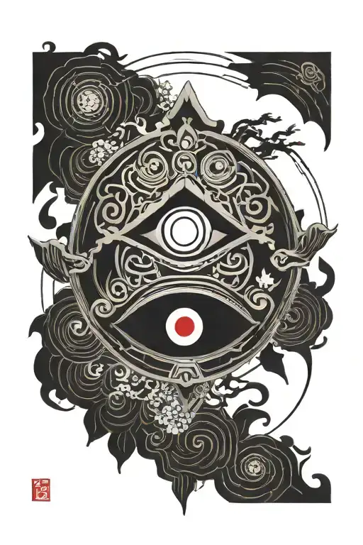 Ancient Summoning Cirtcle And Eye Symbol