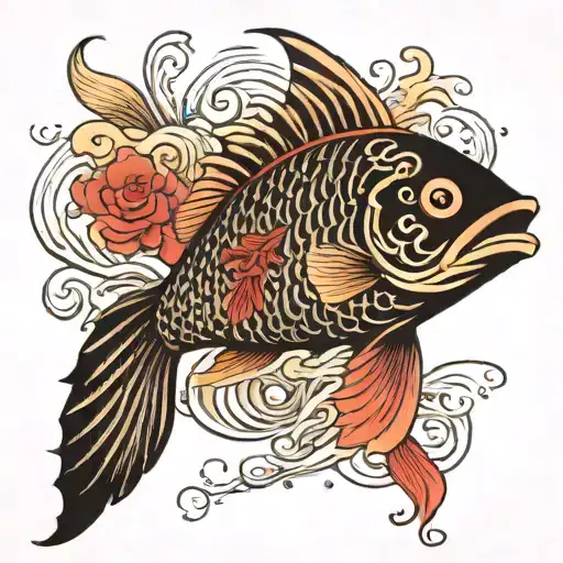 Fish Swimming Black And Red