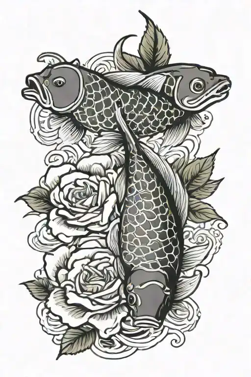 Roses And Carp Fish