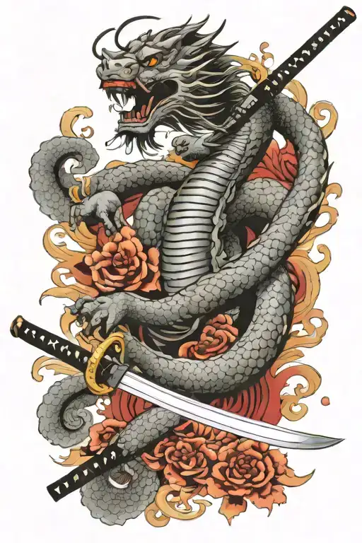 Katana With Japanese Dragon