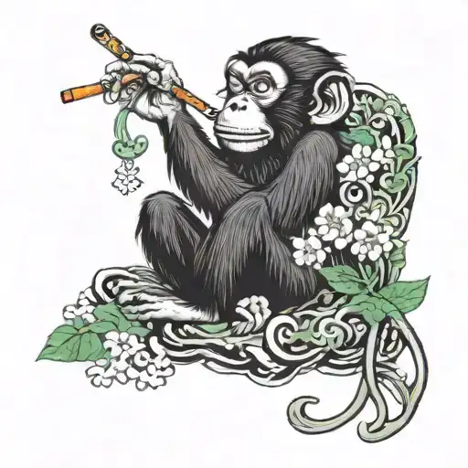 Cute Monkey Smoking Weed