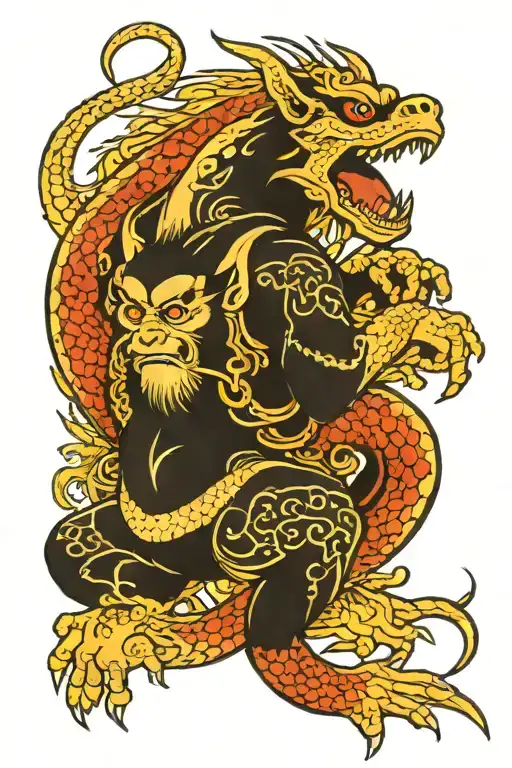 Dragon Hugs Monkey