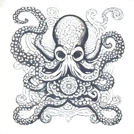 Vintage Octopus Holding Hour Glass