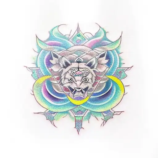 A Realistic Tattoo Of A Spiritual Symbol Incorporated Into A Design Of Your Wife And Daughters