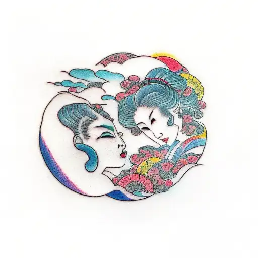 A Tattoo That Symbolises My Wife And Two Daughters In A Sunset