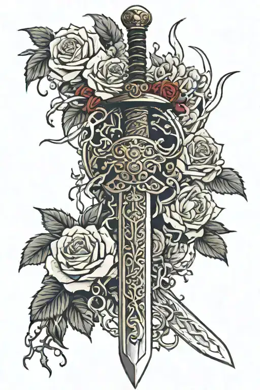 Elden Ring Sword Surrounded By Roses And Rain