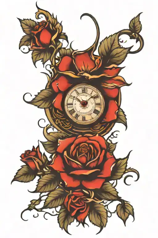 Clock Inside A Rose