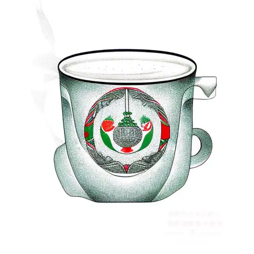 A Coffee Cup With The Algerian Flag Design