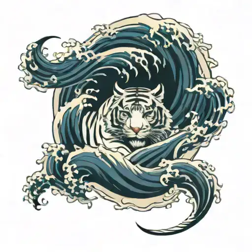 Waves With A White Tiger