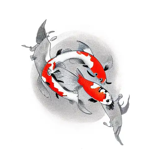 2 Koi Fish Intertwine