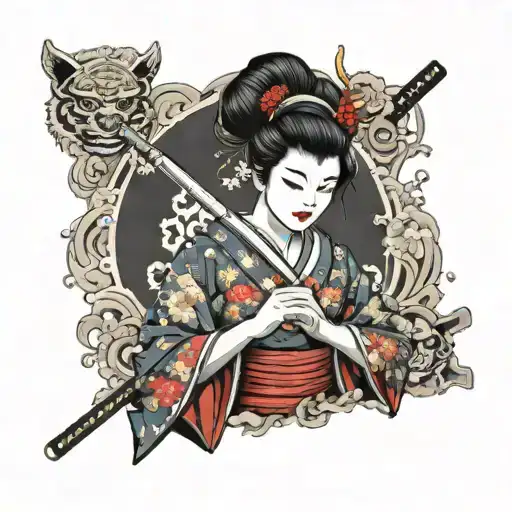 Geisha Holding A Katana