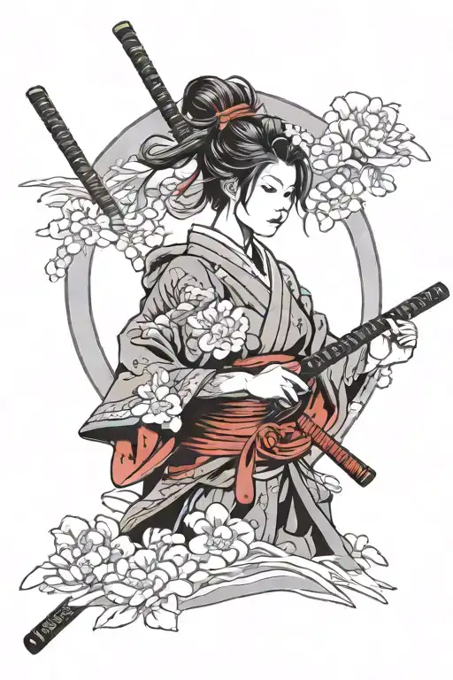 Samurai Girl Holding Sword