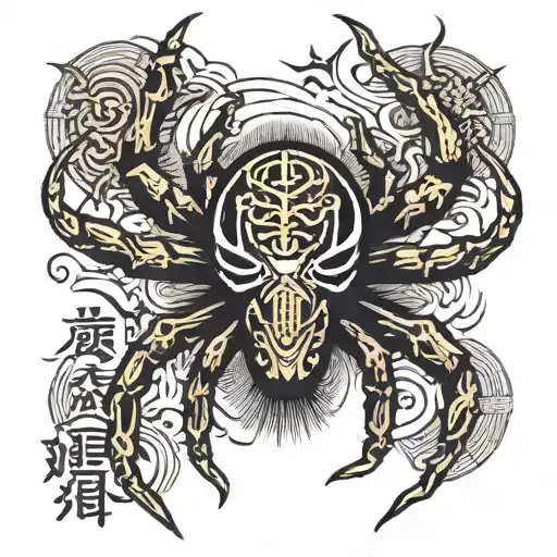Japanese Kanji And Spider