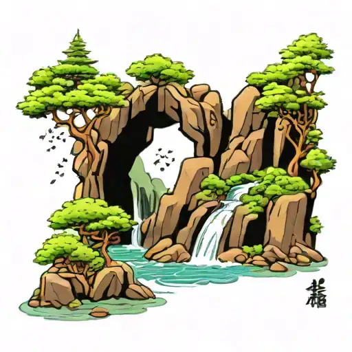 Forest Beach Waterfall