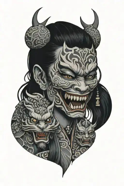Women With Oni Mask