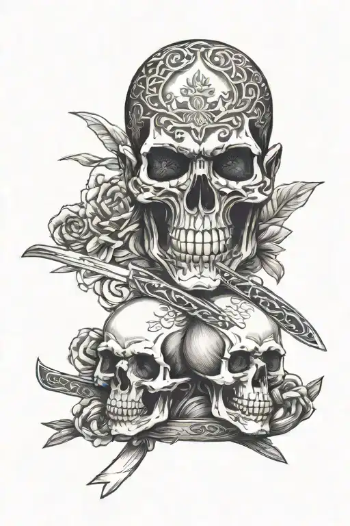 Knife And Skull Wearing