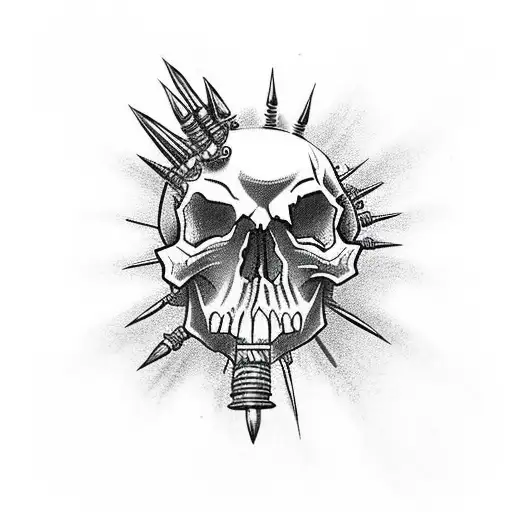 Skull With Iron Spikes Through The Eyes