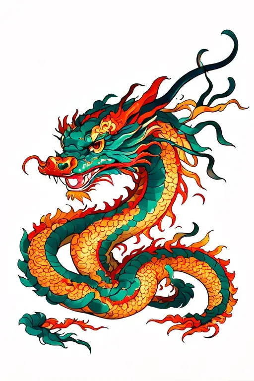 Japanese Dragon Intertwined