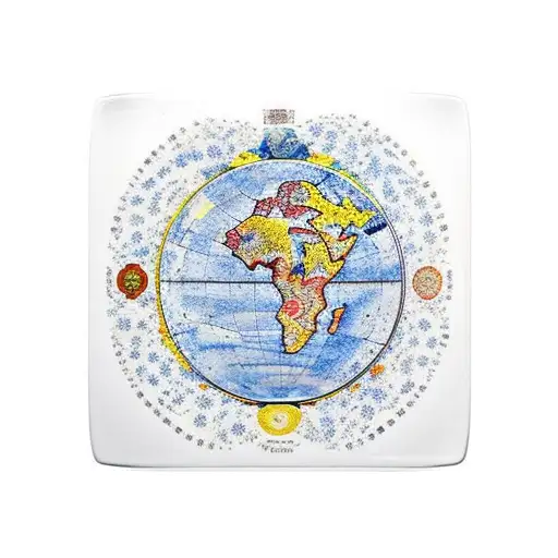 Plate With The Outline Of The Continents In Kintsugi Style Filled With Water