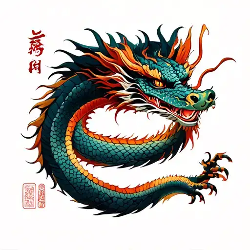 Dragon For Sealing Neck With Writing