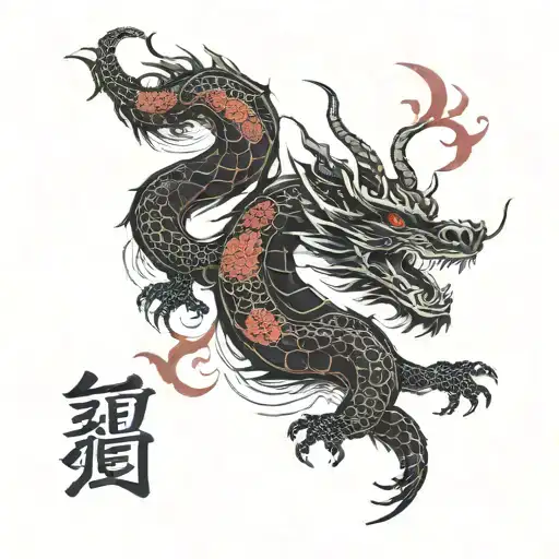 Black Dragon With Red Highlights