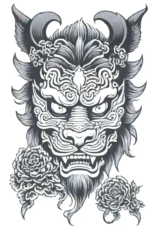Oni Mask With Lion Dog