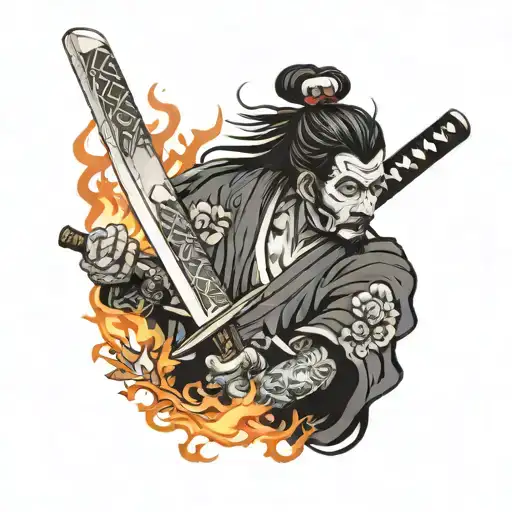 Samurai Sword In Fire