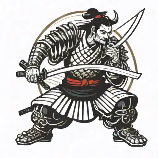 Samurai In Armor With A Katana