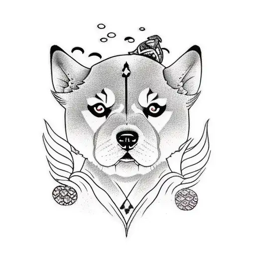 Shiba Inu With Koi Fish And Tribal